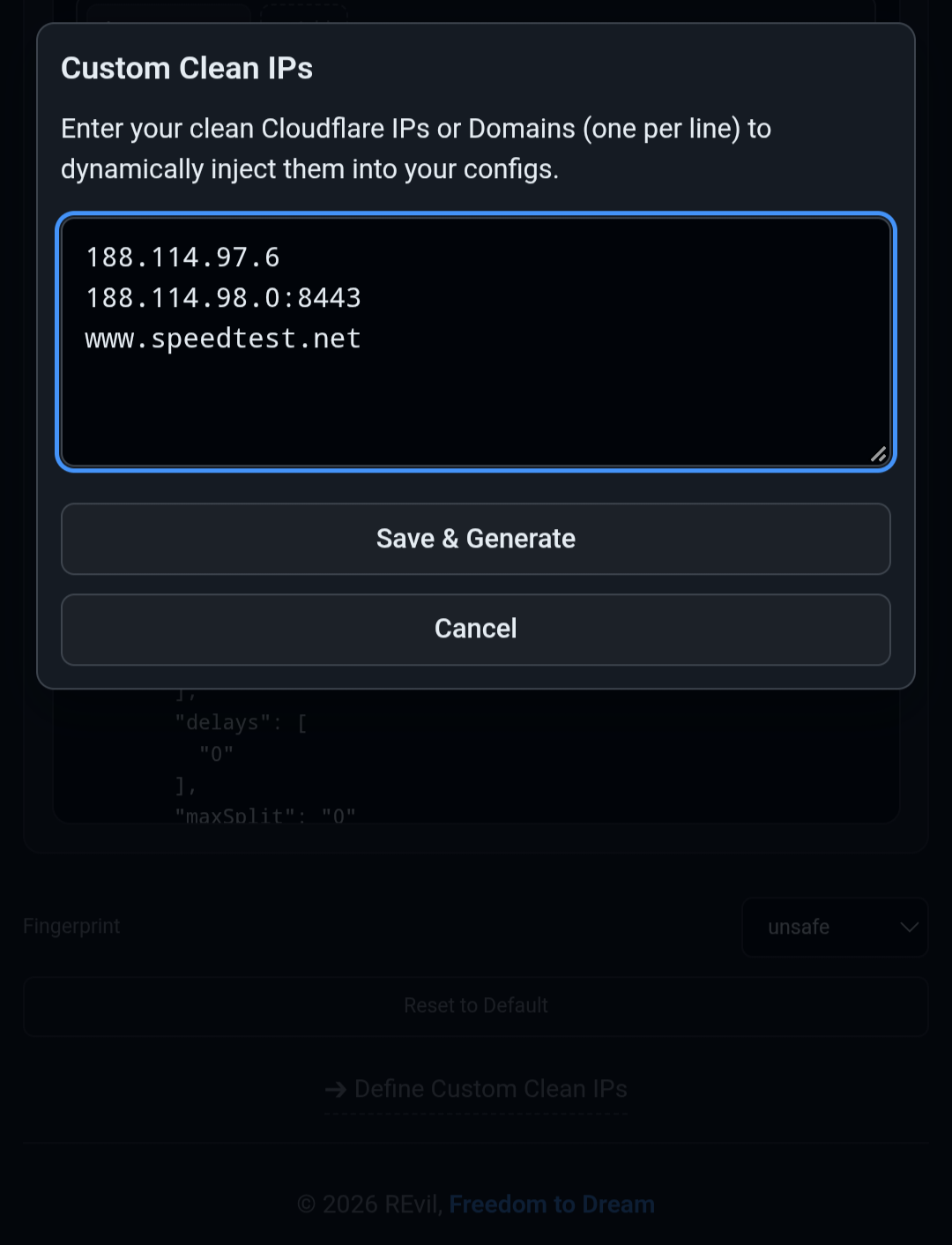 Custom Clean IPs